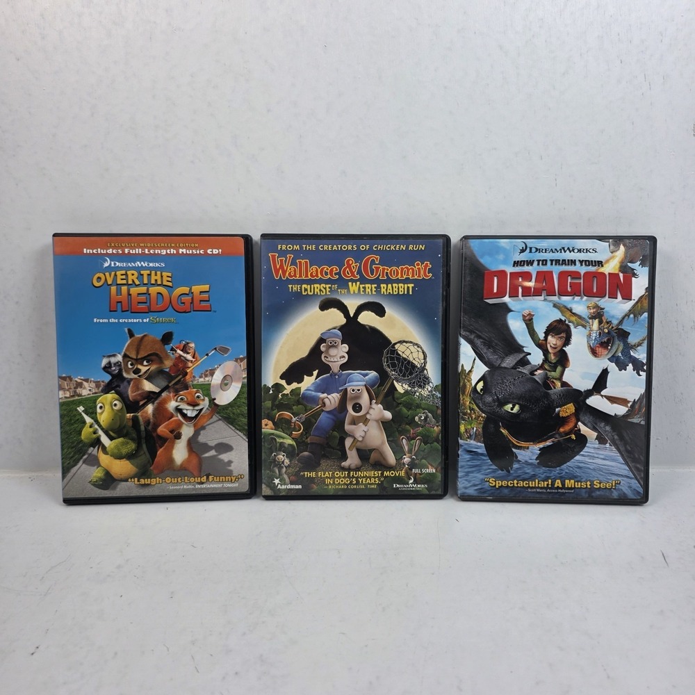 DreamWorks Animation DVD Lot - How to Train Your Dragon, Over the Hedge, Wallace